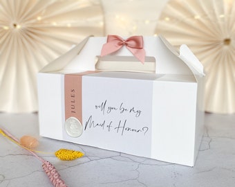 Personalised Will You Be My Proposal Gift Box | BLACK SCRIPT TAG | Bridesmaid reveal bridal Party Gift Bag with Bow