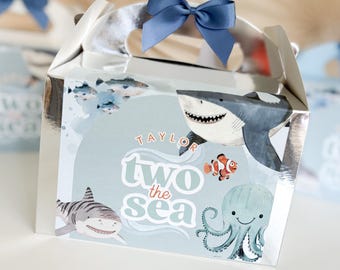 Personalised Childrens Birthday Party Box  Favour | TWO THE SEA | under the sea theme gift boxes