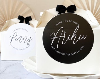 Personalised Childrens Gift Box | SIMPLE MONOCHROME WEDDING | thank you party boxes Party Gift Bag with Bow