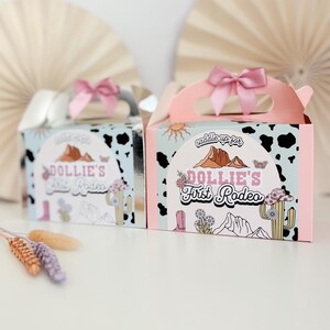 Pink Rodeo Theme Gable Box Personalised Childrens Birthday Party Box Favour | PINK FIRST RODEO ...