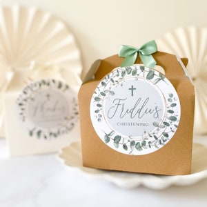 CHRISTENING gift box Box | EUCALYPTUS FOLIAGE | Personalised favour party boxes