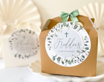 CHRISTENING gift box Box | EUCALYPTUS FOLIAGE | Personalised favour party boxes