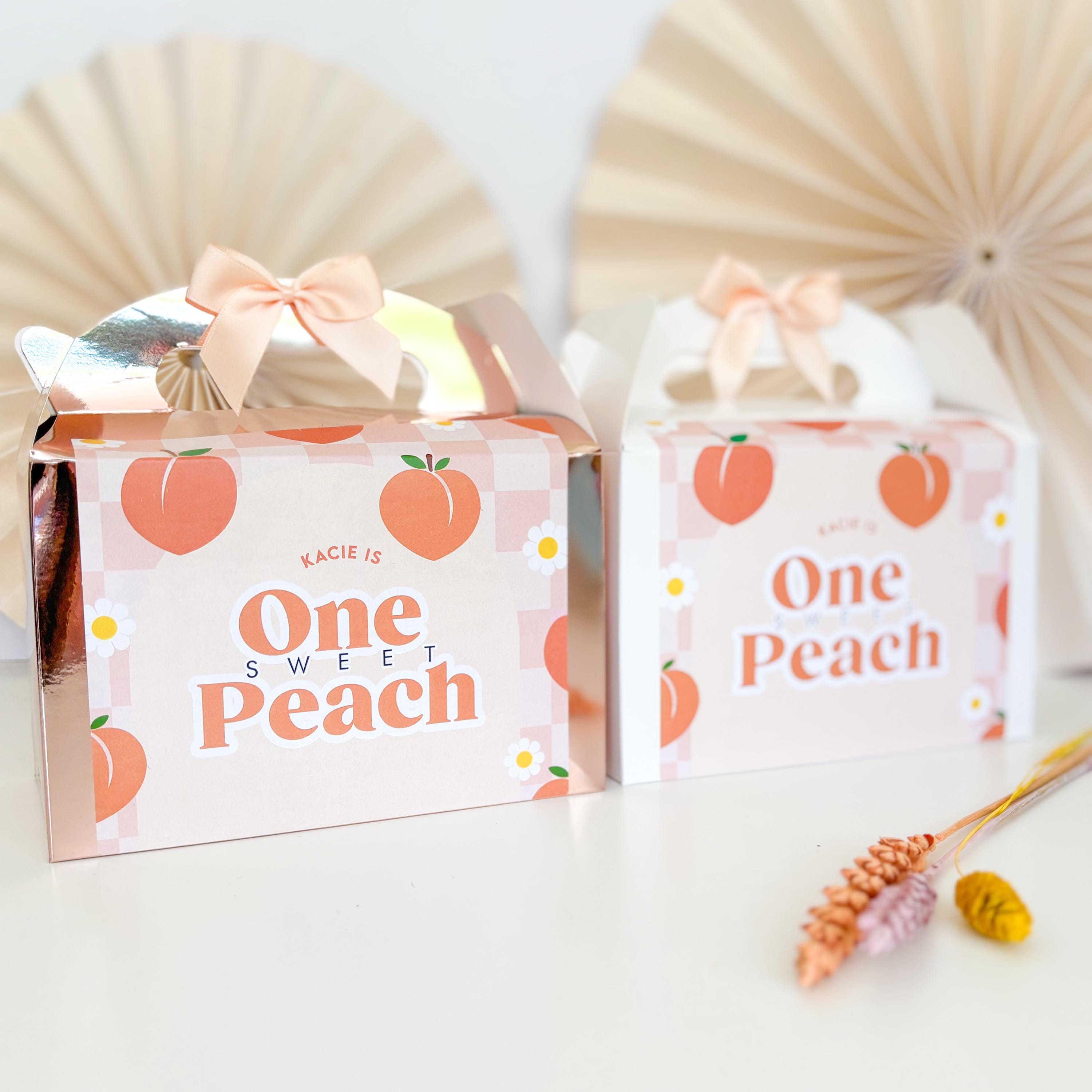 Personalised Childrens Birthday Party Box  Favour | SWEET PEACH | first bday peaches theme gift boxes