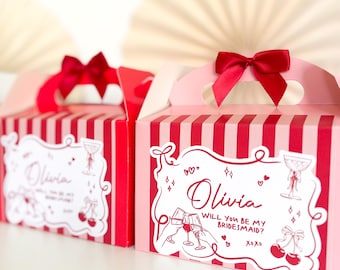 Bridesmaid Proposal Gift Box | STRIPE CHERRY FIZZ | Will you be my bridal party bag bride to be hen do night
