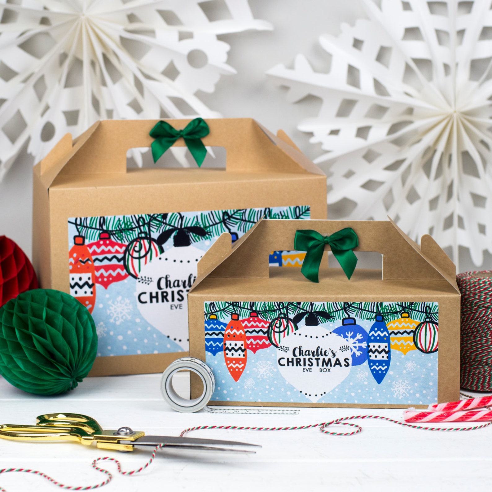 Personalised Christmas Eve Gift Box XMAS SCENE Kraft Box - Etsy UK