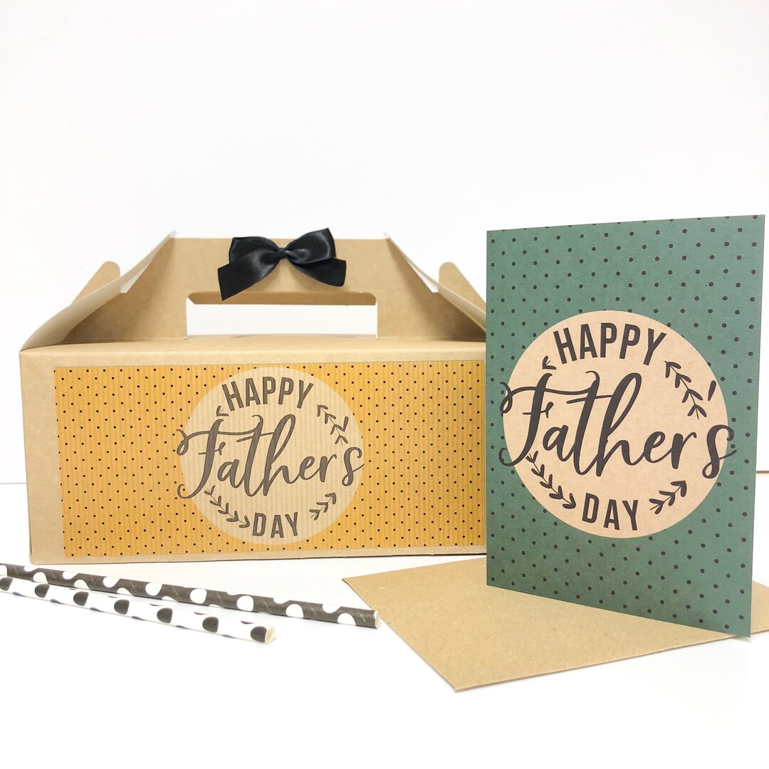 Father's Day Gift Box With Card HAPPY FATHER'S DAY Kraft Present for