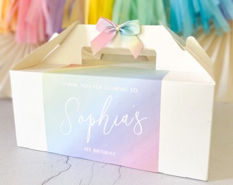 Rainbow Party Box | PASTEL FADE | Personalised kids luxe picnic meal boxes