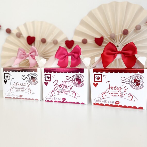 Personalised Valentines Gift Box |FOIL  LOVE MAIL | Happy kids Valentine’s day Children's Favour Box