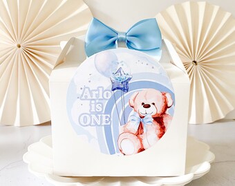 Personalised Blue Teddy Bear Party Box, Baby Boy Birthday Gift Box ...