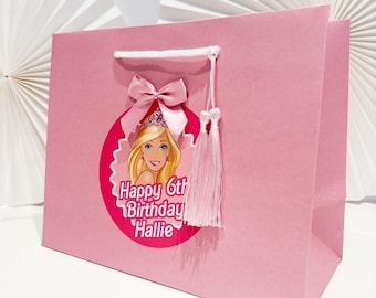 Personalised Gift Bags luxury Personalised | PINK FASHION DOLL | Hen birthday wedding Party Favour