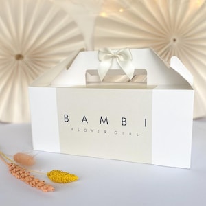 Personalised Wedding Gift Box | SQUARE SPACED BLOCK | Childrens wax seal boxes Party Gift Bag with Bow