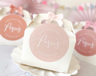 Personalised Childrens Gift Box | SIMPLE GIRLS BIRTHDAY | Kraft thank you party boxes Party Gift Bag with Bow