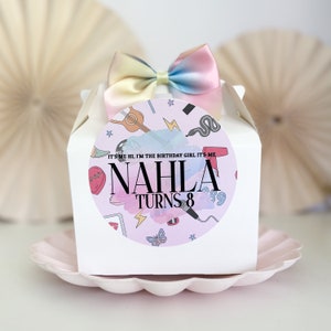 Personalised Childrens Birthday Party Favour Gift Box | SWIFTY | Eras Girls Party Gift Bag with Bow