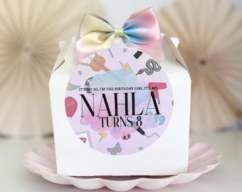 Personalised Childrens Birthday Party Favour Gift Box | SWIFTY | Eras Girls Party Gift Bag with Bow