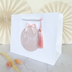 Personalised Gift Bags luxury Personalised | WHITE SCRIPT BAG | Spot Gift Bag | wedding Party Favour