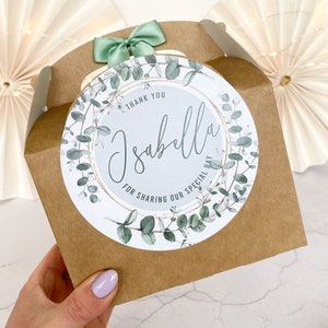 Childrens Wedding Activity gift Box | KRAFT EUCALYPTUS LEAVES | Personalised favour party boxes