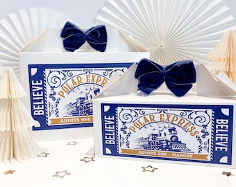 Christmas Gift Box Personalised | BLUE POLAR EXPRESS | Xmas eve box with ribbon bow