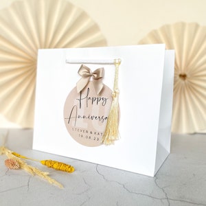 Personalised Gift Bags luxury Personalised | ANNIVERSARY BLACK SCRIPT bag | Spot Gift Bag | wedding milestone gift