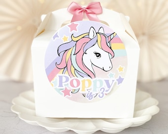 Children’s Party Box | PASTEL RAINBOW UNICORN | Personalised kids luxe picnic meal boxes