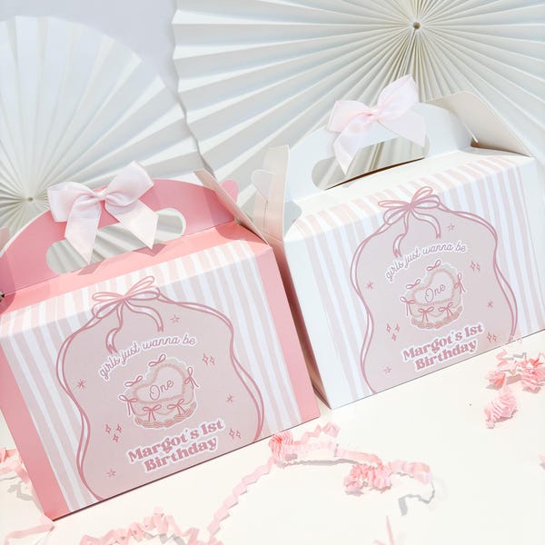 Personalised Childrens Birthday Party Box  Favour | GIRLS JUST WANNA | first bday theme gift boxes