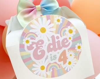 Children’s Party Box | RAINBOW DAISY | Personalised kids luxe picnic meal boxes