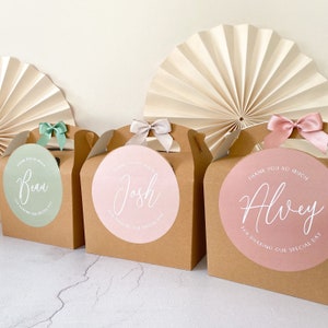 Personalised Childrens Gift Box | SIMPLE WEDDING | Kraft thank you party boxes Party Gift Bag with Bow