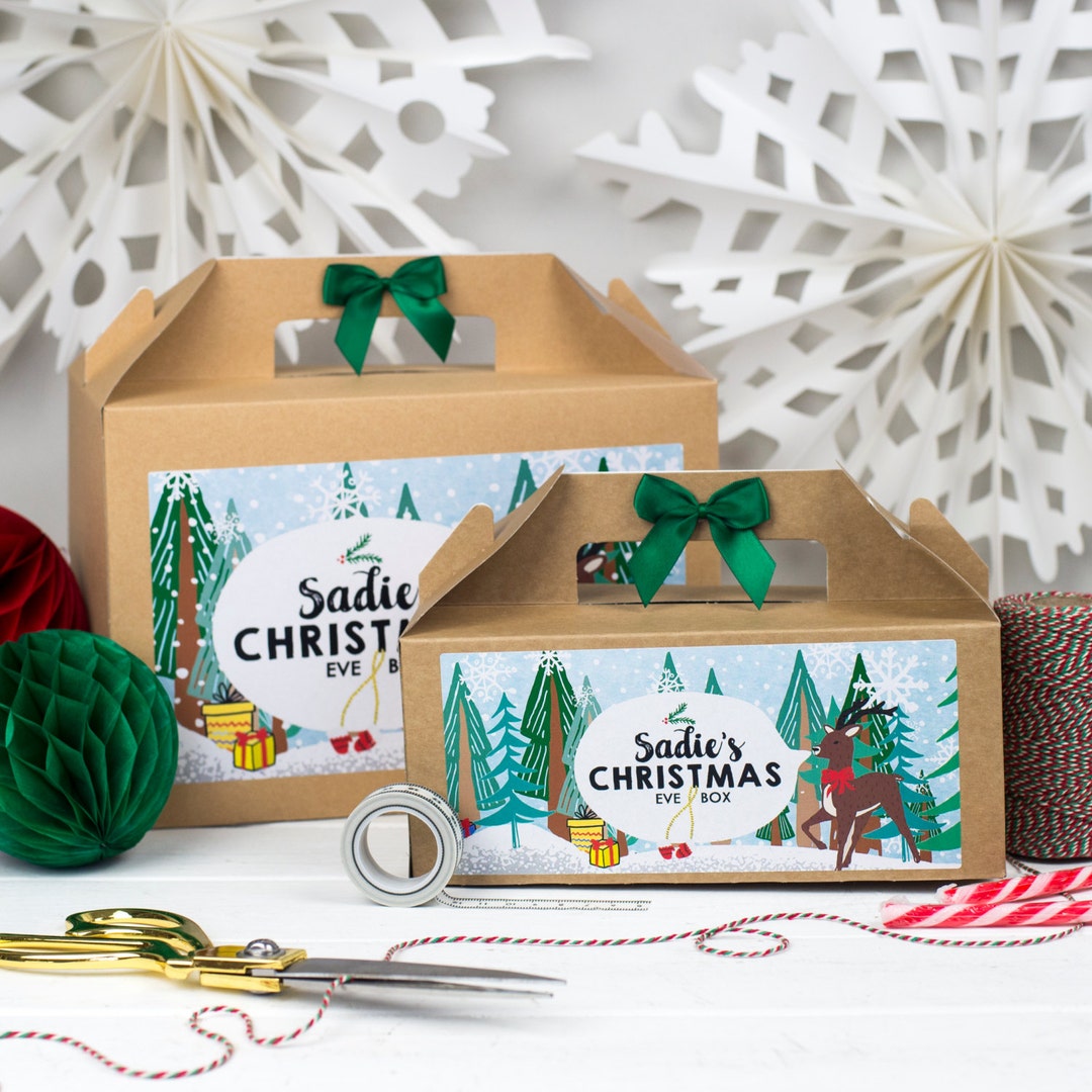 Personalised Christmas Eve Gift Box XMAS SCENE Kraft Box - Etsy UK