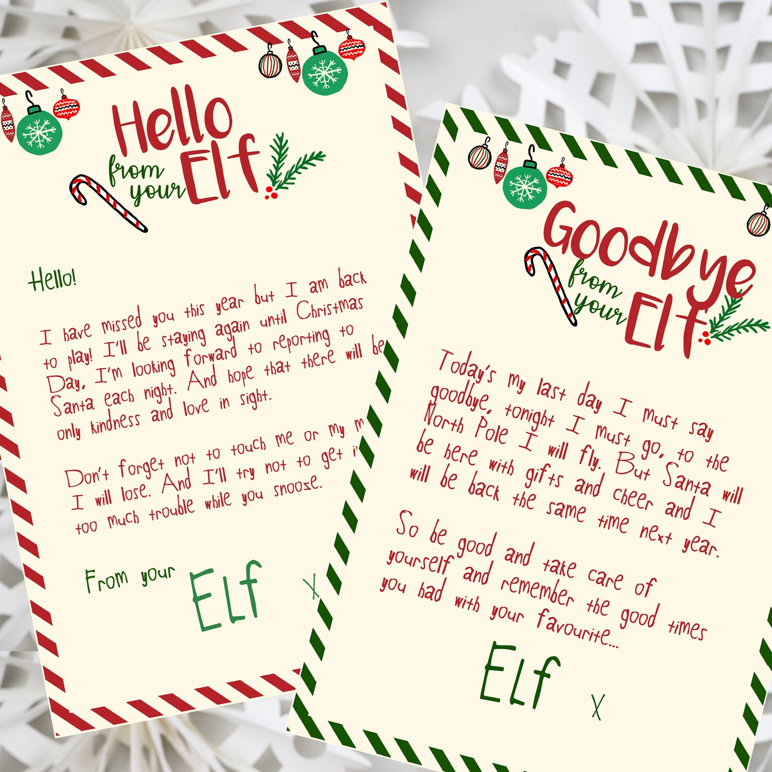 Magic Elf Hello & Goodbye Letters Etsy.de