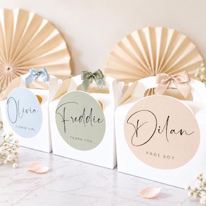 Cajas personalizadas para detalles de boda / Caja de regalo infantil para bodas / BLACK SCRIPT / Niña de las flores / Paje / Recuerdos para niños / Bolsas de regalo para fiestas