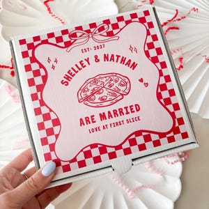 Boîte à PIZZA pour mariage personnalisée | DAMIER ONDULÉ | Boîtes de réception personnalisées pour buffet à emporter