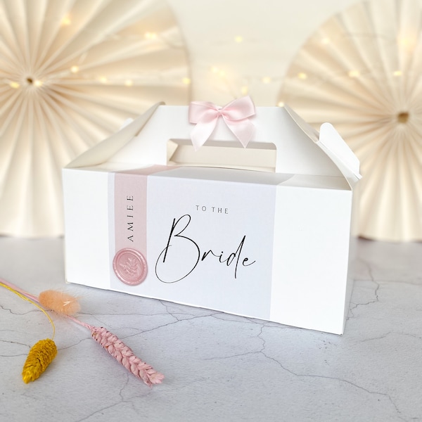 Personalised Bride Gift Box | BLACK SCRIPT TAG Bride | thank you plain party boxes Party Gift Bag with Bow