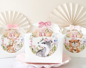 Children’s Party Box | FLORAL WOODLAND ANIMALS | Personalised kids meal boxes