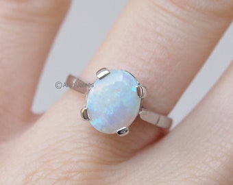 ARIANNA - Opal Solitaire Ring in Rose Gold, Yellow Gold, White Gold, Platinum, Engagement Ring, Promise Ring, October Birthstone