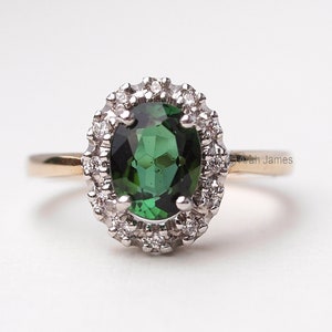 NINA 1.18ct Green Tourmaline & Diamond Ring, Tourmaline Engagement Ring, Promise Ring