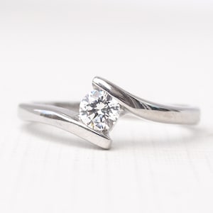 STELLA - 0.25ct Diamond Solitaire Twist Engagement Ring, Promise Ring, Vintage Diamond Ring, Antique Engagement