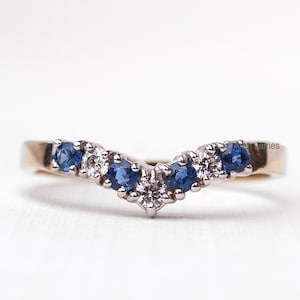 SKYLER - Skinny Sapphire & Diamond Half Eternity Wishbone Ring