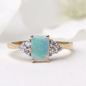 KAYLEE - Opal Diamond Cluster Ring in Rose Gold, Yellow Gold, White Gold, Platinum, Engagement Ring, Promise Ring, October Birthstone