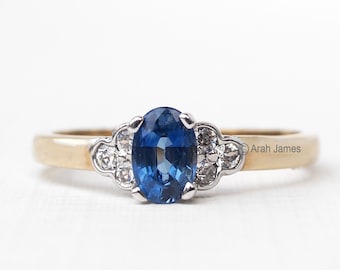 FELICITY - 0.60ct Vintage Sapphire & Diamond Cluster Ring