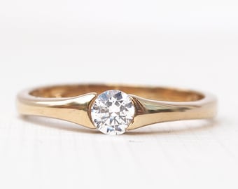 NORA - 0.25ct Solitaire Diamond Engagement Ring, Promise Ring, Vintage Diamond Ring, Antique Engagement