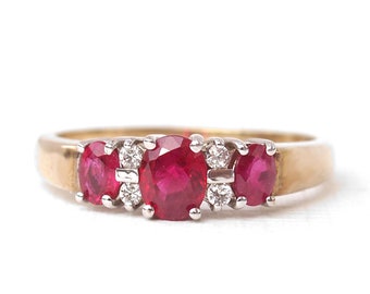 LEAH Ruby Diamond Ring in Rose Gold, Yellow Gold, White Gold Engagement Ring, Promise Ring, Vintage Diamond Ring, Antique Engagement