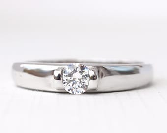 VICTORIA - Diamond Solitaire Engagement Ring, Promise Ring, Vintage Diamond Ring, Antique Engagement