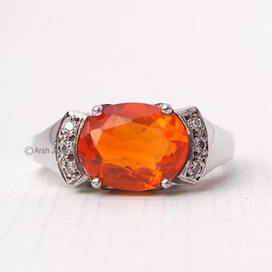 AMY - Fire Opal & Diamond Ring