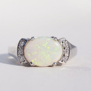 GRACEN - Opal Diamond Cluster Ring in Rose Gold, Yellow Gold, White Gold, Platinum, Engagement Ring, Promise Ring, October Birthstone