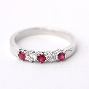 MATILDA - Ruby Diamond Cluster Ring in Rose Gold, Yellow Gold, White Gold, Engagement Ring, Promise Ring, July Birthstone, Antique Ruby