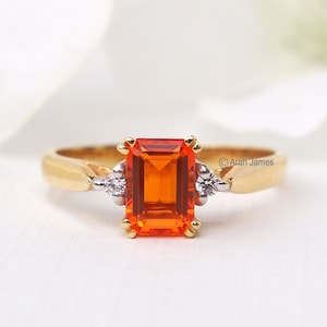 ANDREA Fire Opal Diamond Ring in Rose Gold, Yellow Gold, White Gold, Platinum, Engagement Ring, Promise Ring, October Birthstone