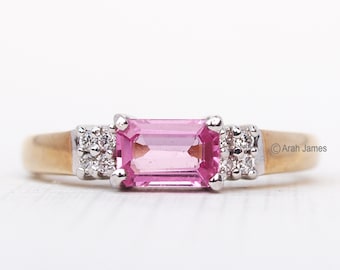 LUCIANA - Pink Sapphire Diamond Ring in Rose Gold, Yellow Gold, White Gold, Engagement Ring, Promise Ring, September Birthstone