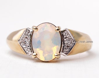 ELOISE - Opal Diamond Cluster Ring in Rose Gold, Yellow Gold, White Gold, Platinum, Engagement Ring, Promise Ring, October Birthstone