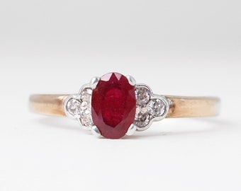 GIANNA - 0.60ct Ruby Diamond Ring in Rose Gold, Yellow Gold, White Gold Engagement Ring, Promise Ring, Vintage Diamond Ring