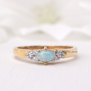 JULIA - Opal Diamond Ring in Rose Gold, Yellow Gold, White Gold, Platinum, Engagement Ring, Promise Ring, October Birthstone