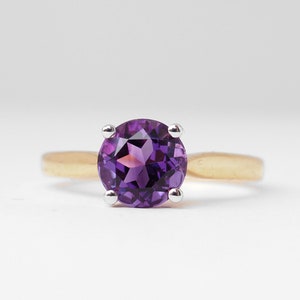 EMILIA - Solitaire Amethyst Ring in Rose Gold, Yellow Gold, White Gold Engagement Ring, Promise Ring, Vintage Diamond Ring